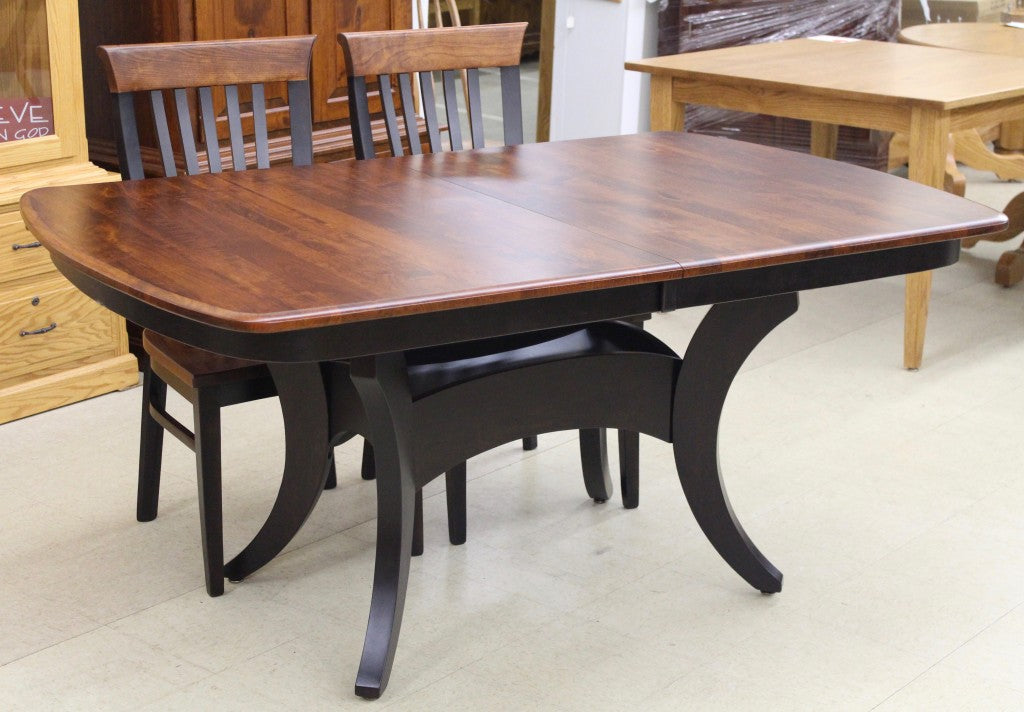 Galveston Double Pedestal Table in Rustic Cherry and Two Tone Finish