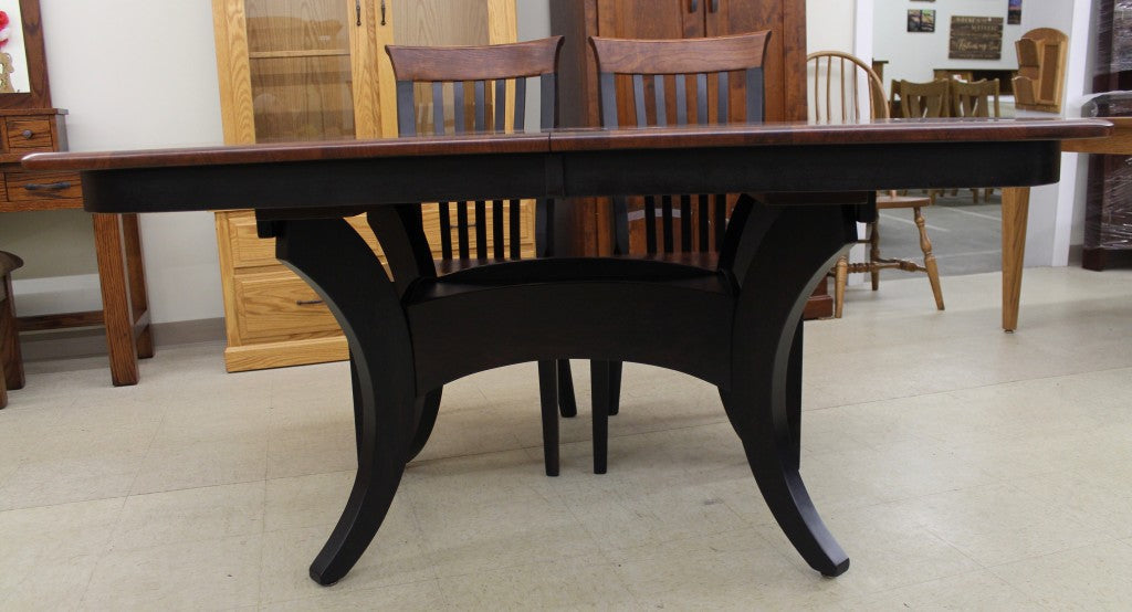 Galveston Double Pedestal Table in Rustic Cherry and Two Tone Finish