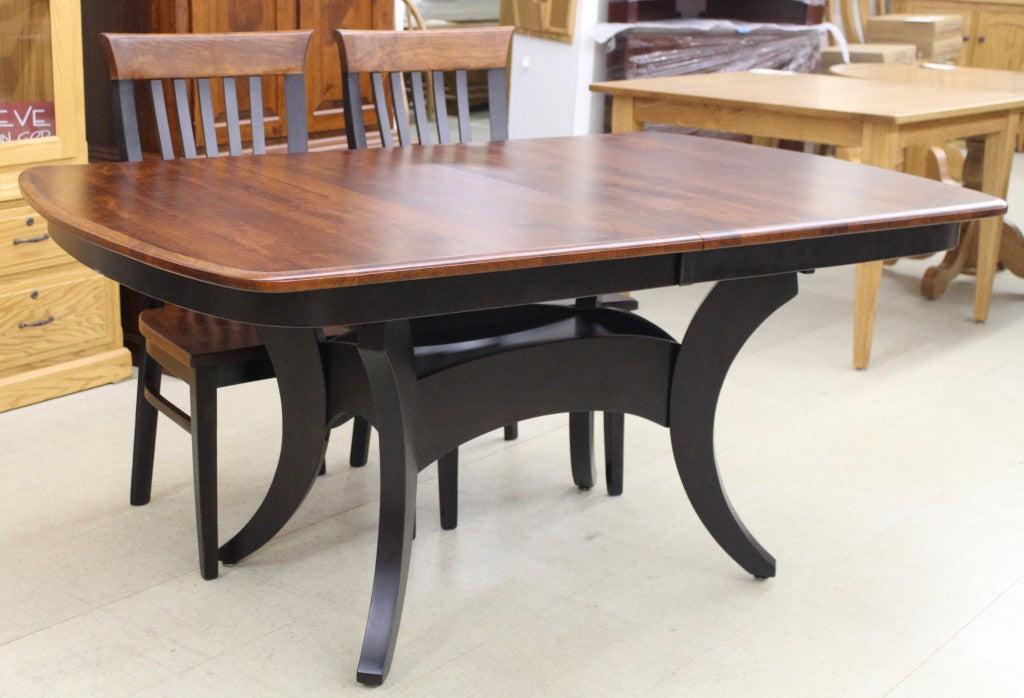 Galveston Double Pedestal Table in Rustic Cherry and Two Tone Finish