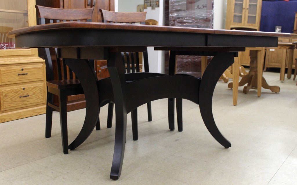 Galveston Double Pedestal Table in Rustic Cherry and Two Tone Finish