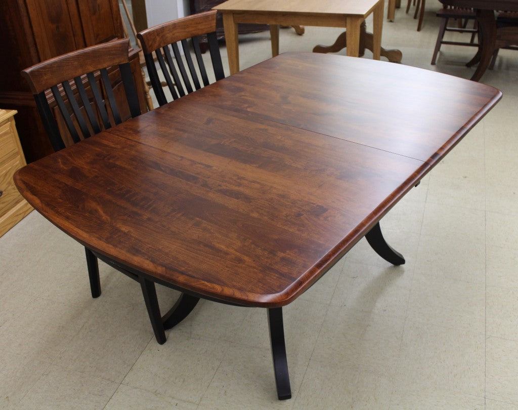 Galveston Double Pedestal Table in Rustic Cherry and Two Tone Finish
