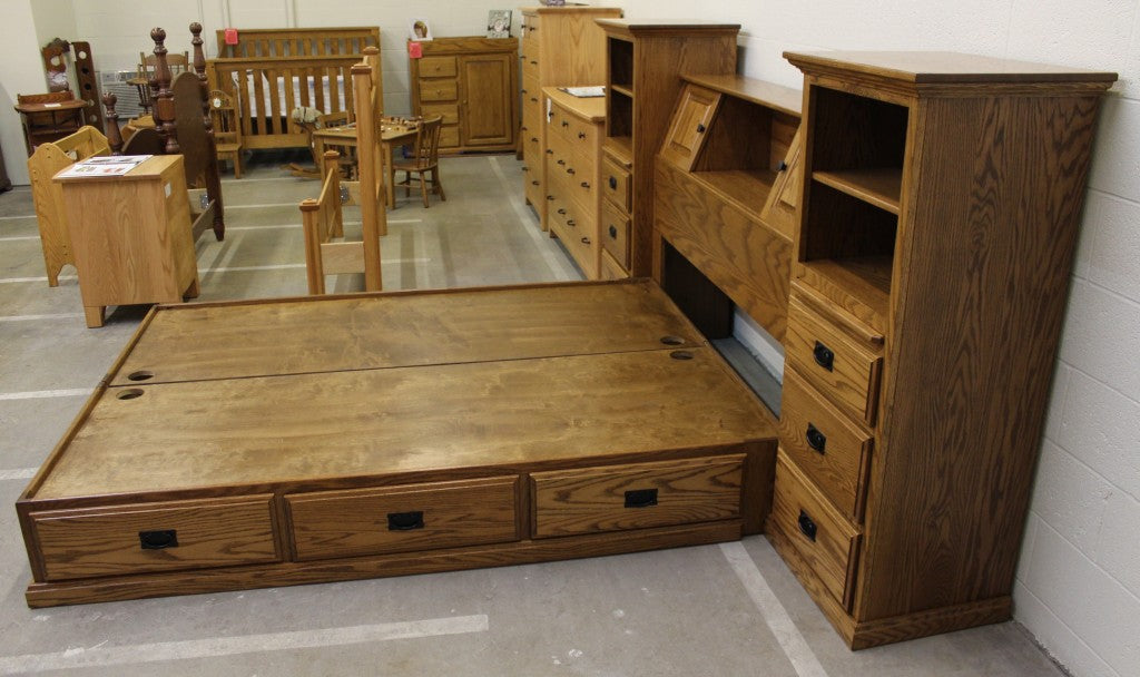 All In One Bookcase Pedestal Bed