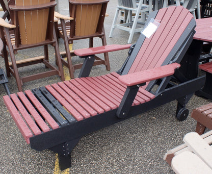 Poly Adirondack Chaise Lounge in Cherry on Black