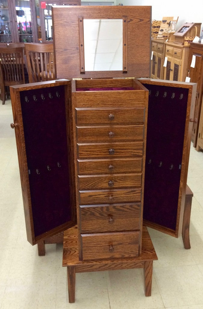 48″ Shaker Jewelry Armoire with 8 Drawers