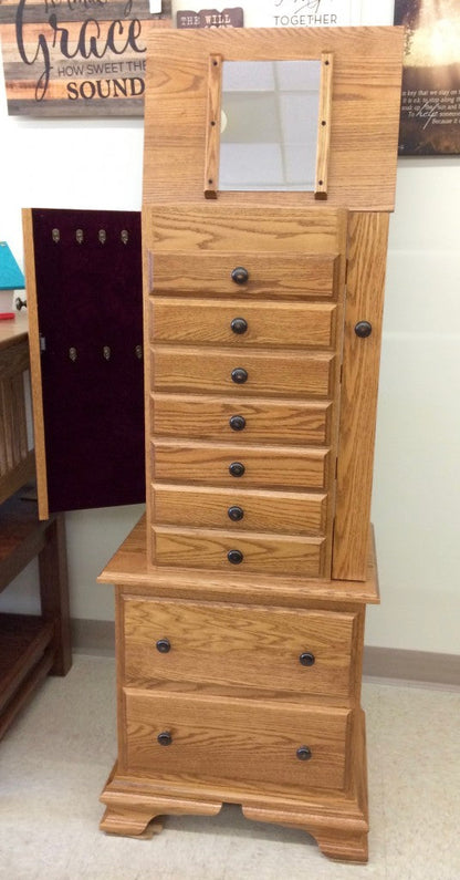 48" Deluxe Jewelry Armoire With Clock Base