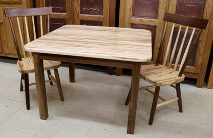 Comb Back Child’s Table with Four Chairs in Wormy Maple & Walnut