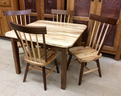 Comb Back Child’s Table with Four Chairs in Wormy Maple & Walnut