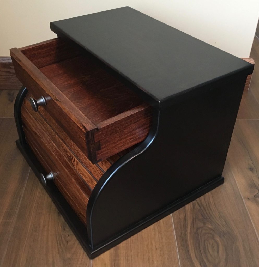 Rolltop Bread Box with Drawer in Beautiful Two-Tone Finish