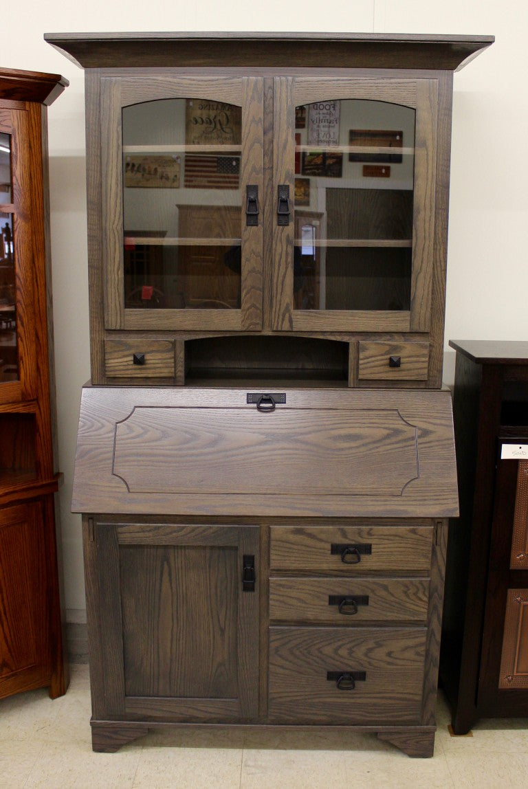 Mission Secretary Desk with Hutch Top