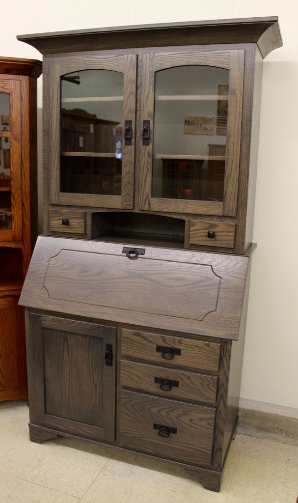 Mission Secretary Desk with Hutch Top