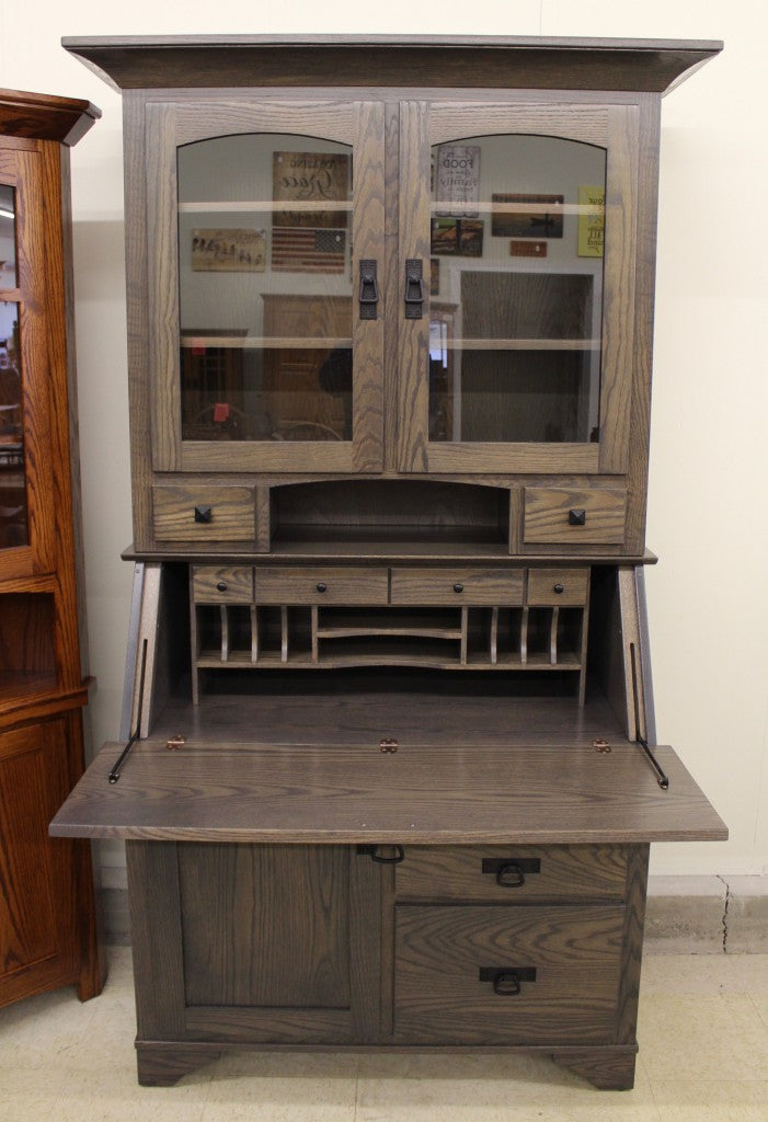 Mission Secretary Desk with Hutch Top