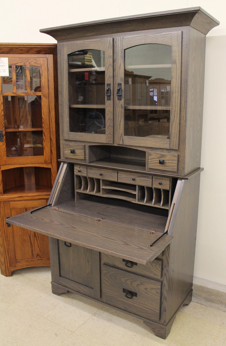 Mission Secretary Desk with Hutch Top