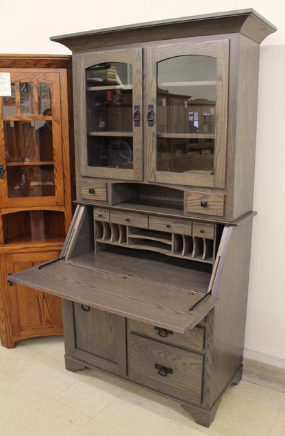 Mission Secretary Desk with Hutch Top
