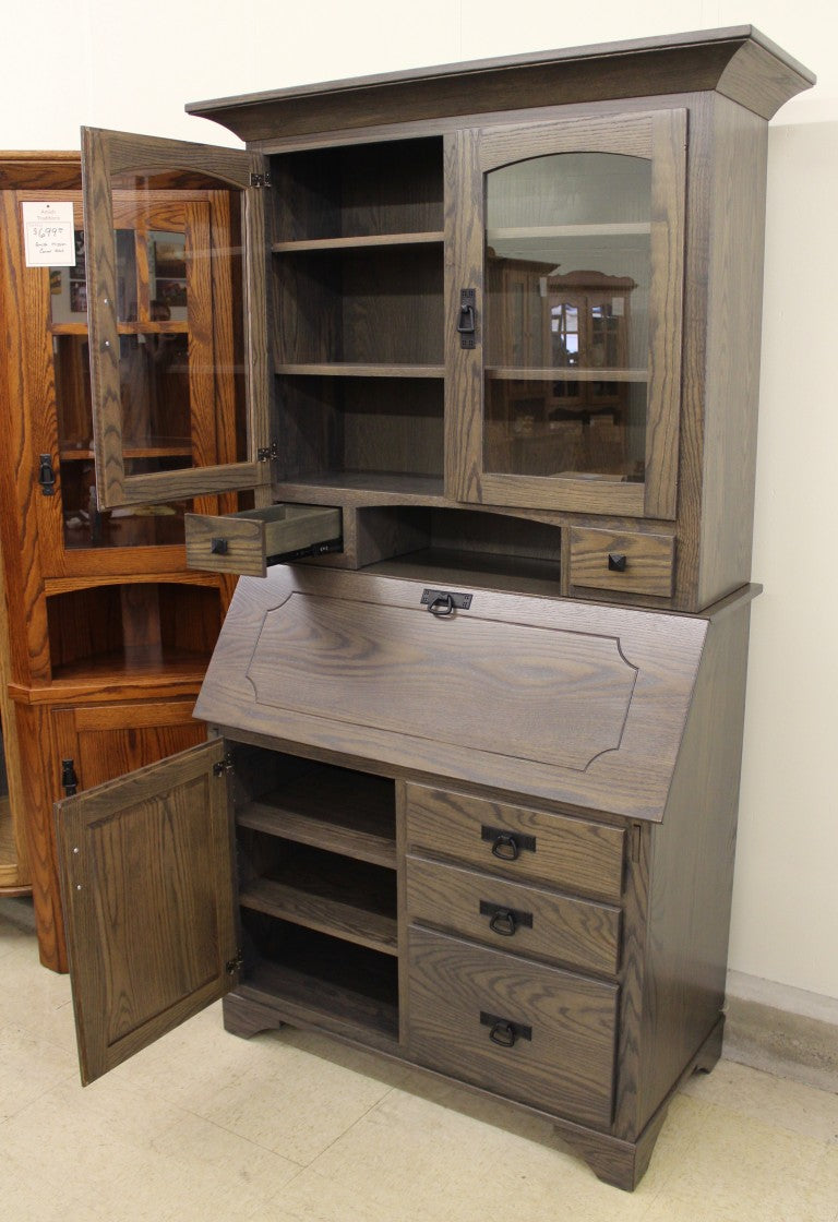 Mission Secretary Desk with Hutch Top