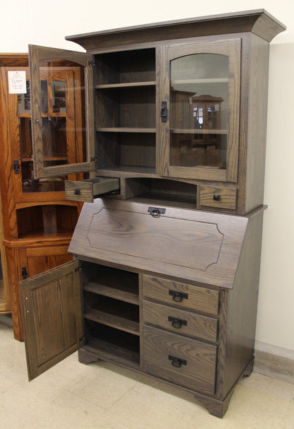 Mission Secretary Desk with Hutch Top