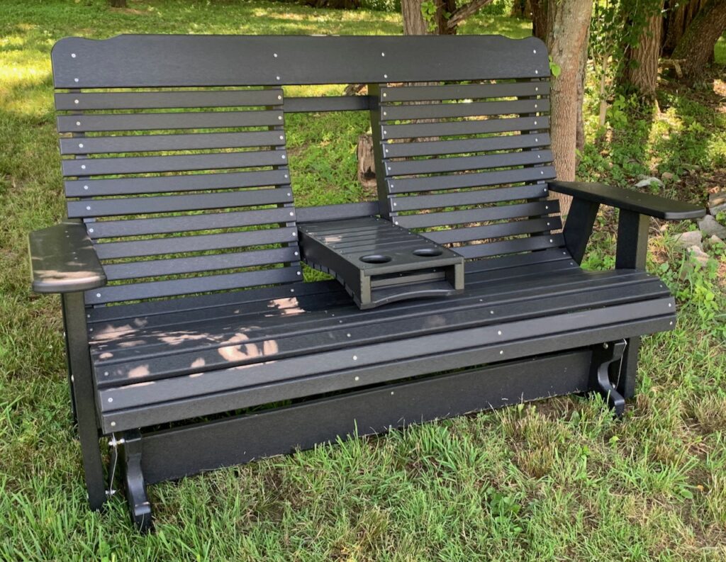 Poly Deluxe 5′ High Back Glider with Fold Down in Black