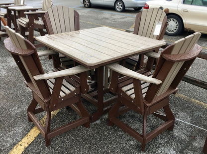Poly 44″ Square Counter Height Table and Adirondack Swivel Bar Stool Set