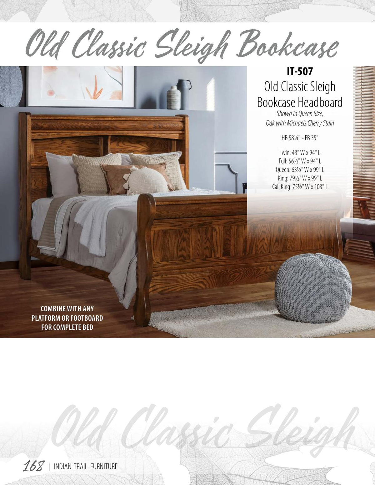 Old Classic Sleigh Bookcase Bed