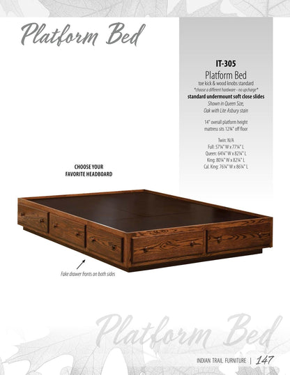 Platform Bed - 14" High, Overlay Drawers