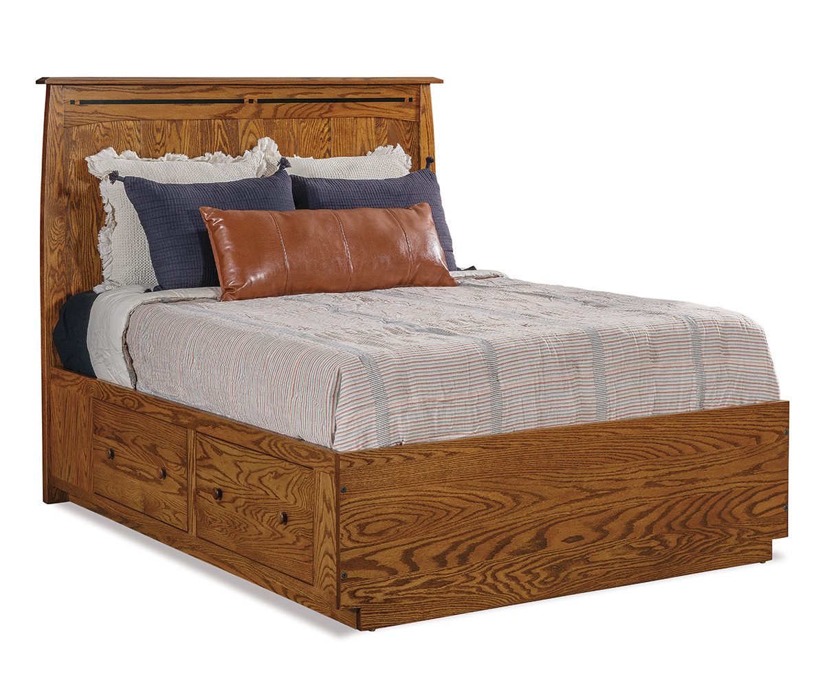 Platform Bed - 19-1/4" High, 2 Flush Drawers per Side