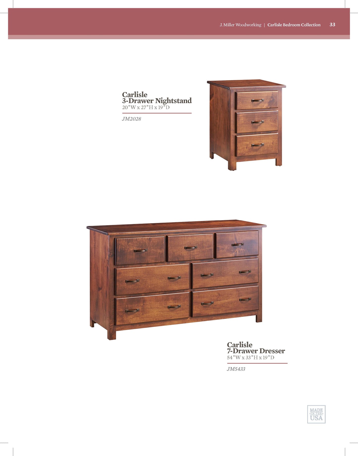 Carlisle 3-Drawer Nightstand