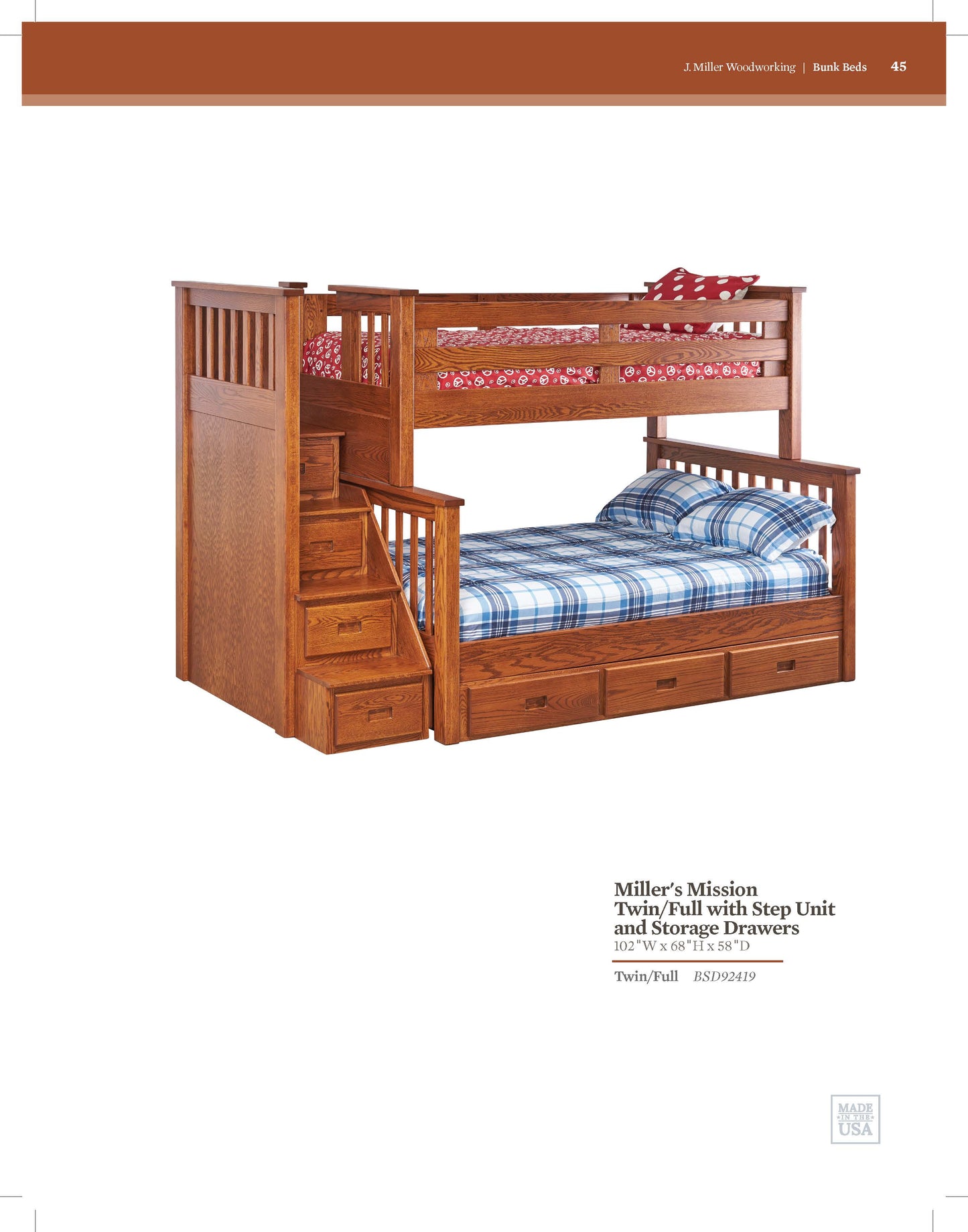 Millers MissionTwin/Full With Step Unit and Storage Drawers