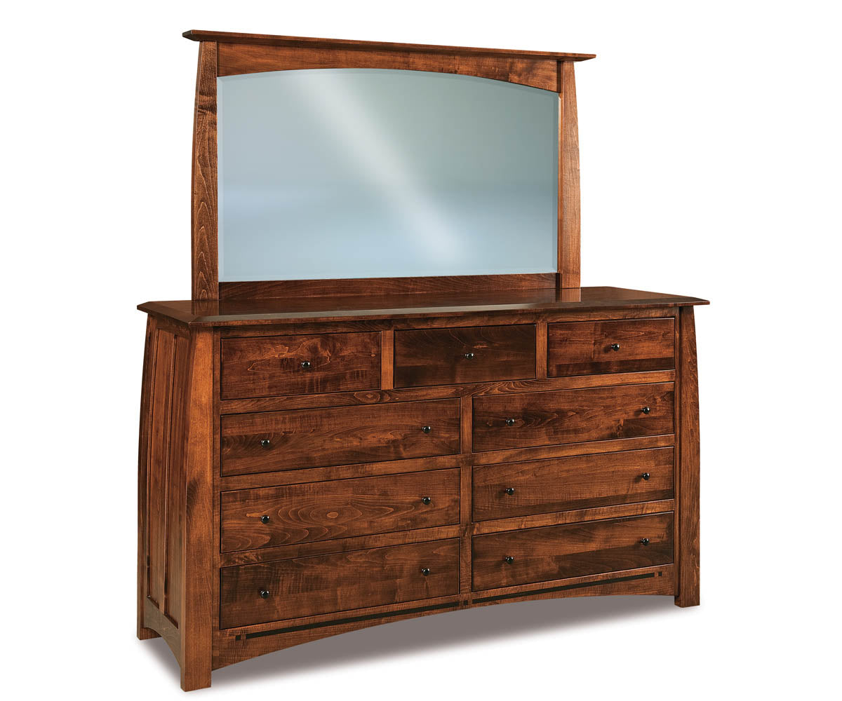 Boulder Creek 9 Drawer Dresser with Beveled Mirror – 73"W x 43¼"H