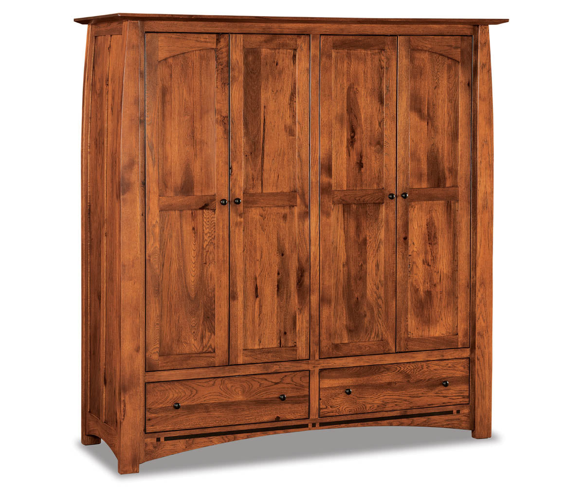 Boulder Creek Double Wardrobe Armoire; 2 drawer, 4 door – 69"W