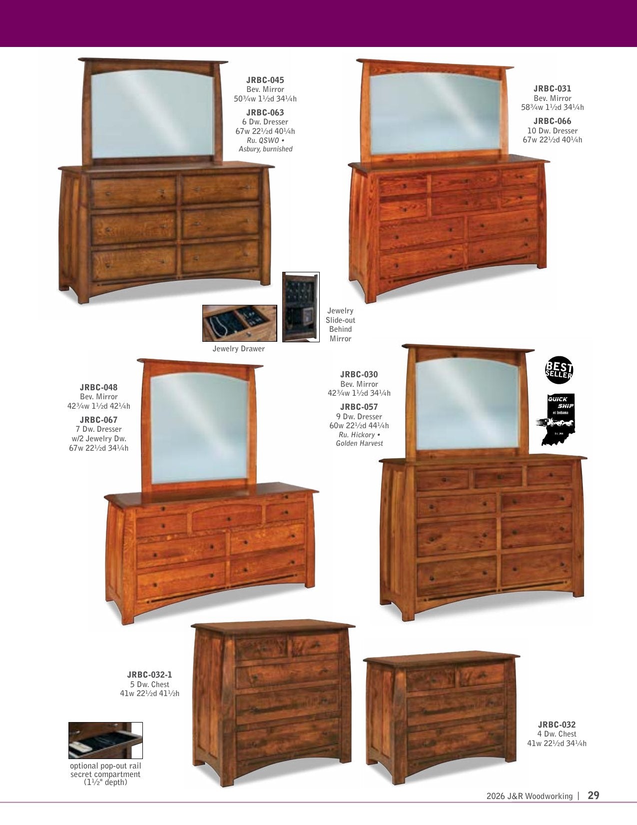Boulder Creek Double Wardrobe Armoire; 2 drawer, 4 door – 69"W