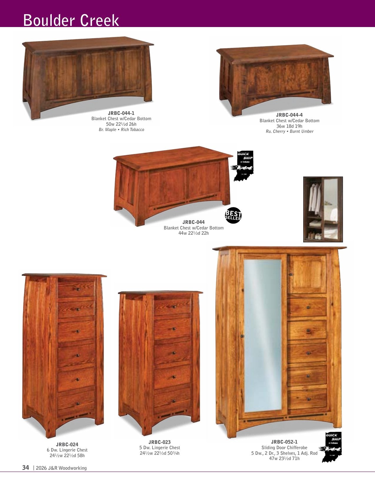 Boulder Creek Chifferobe; 4 drawer, 3 door – 47"W