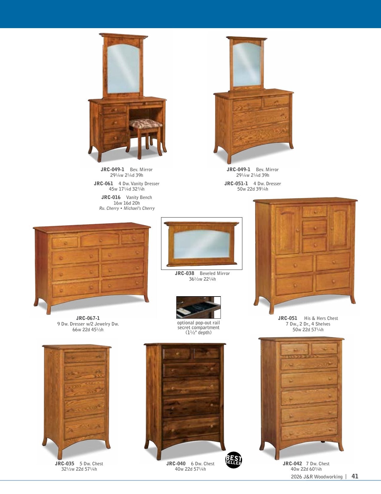 Carlisle Sliding Door Chifferobe; 5 drawer, 2 door – 47½"W