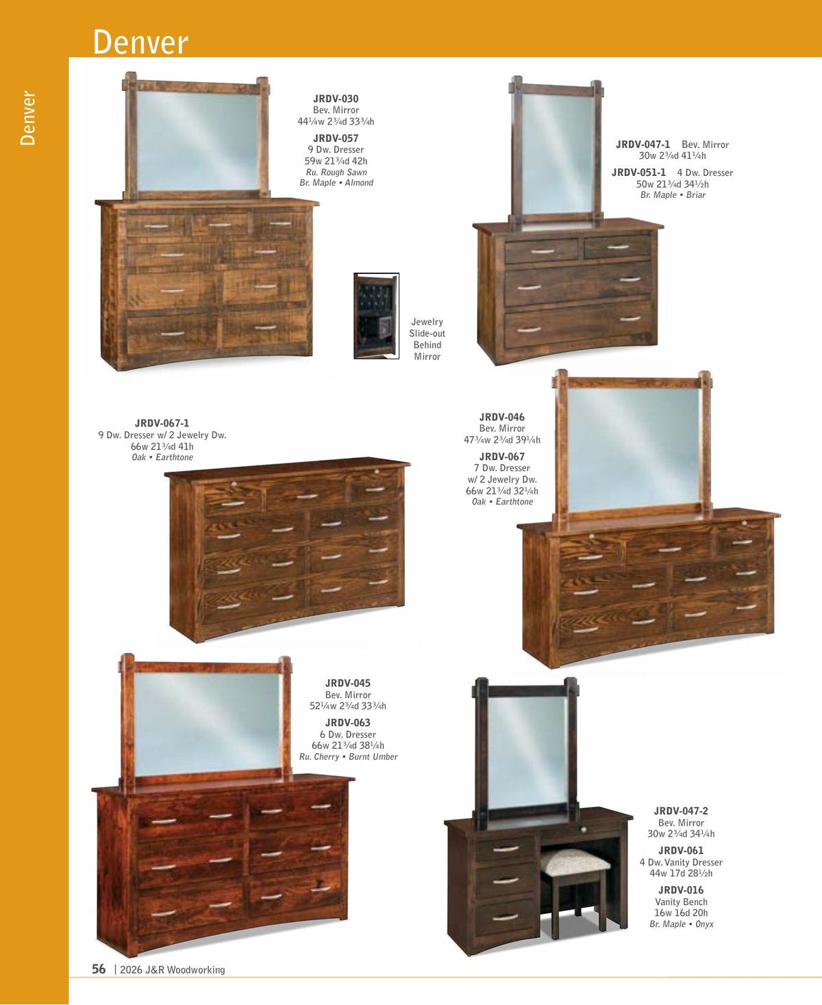 Denver 9 Drawer Dresser with Beveled Mirror – 59"W