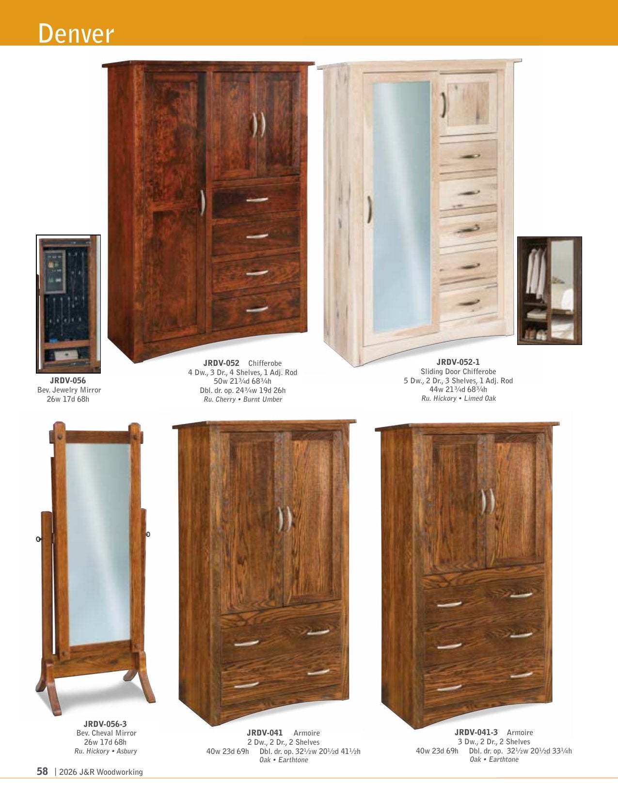 Denver Chifferobe; 4 drawer, 3 door – 50"W