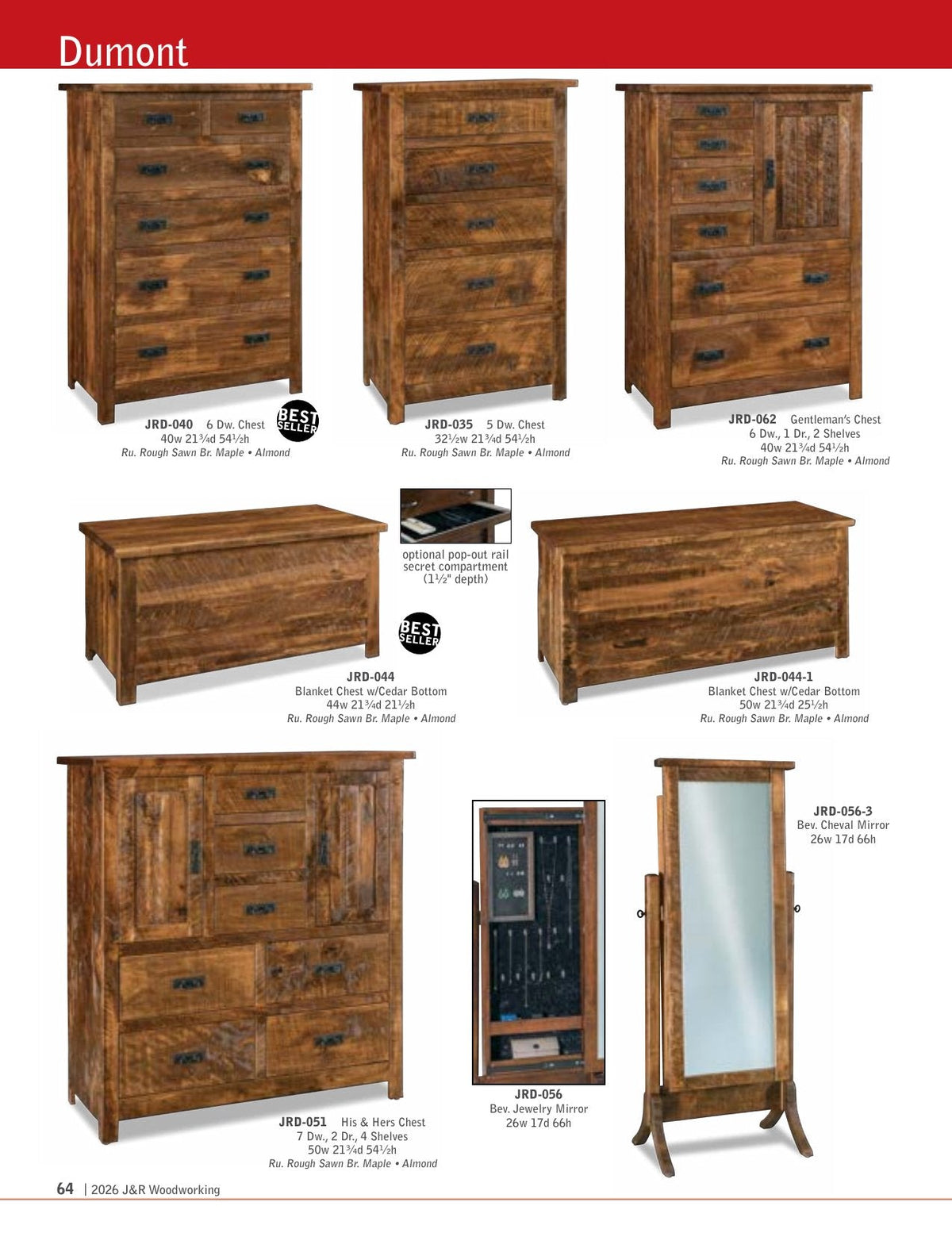 Dumont 9 Drawer Dresser with Beveled Mirror – 59"W