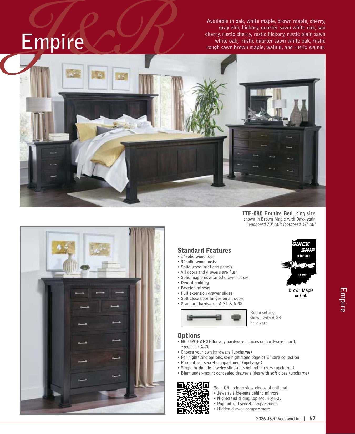 Empire Chifferobe; 4 drawer, 3 door – 58½"W