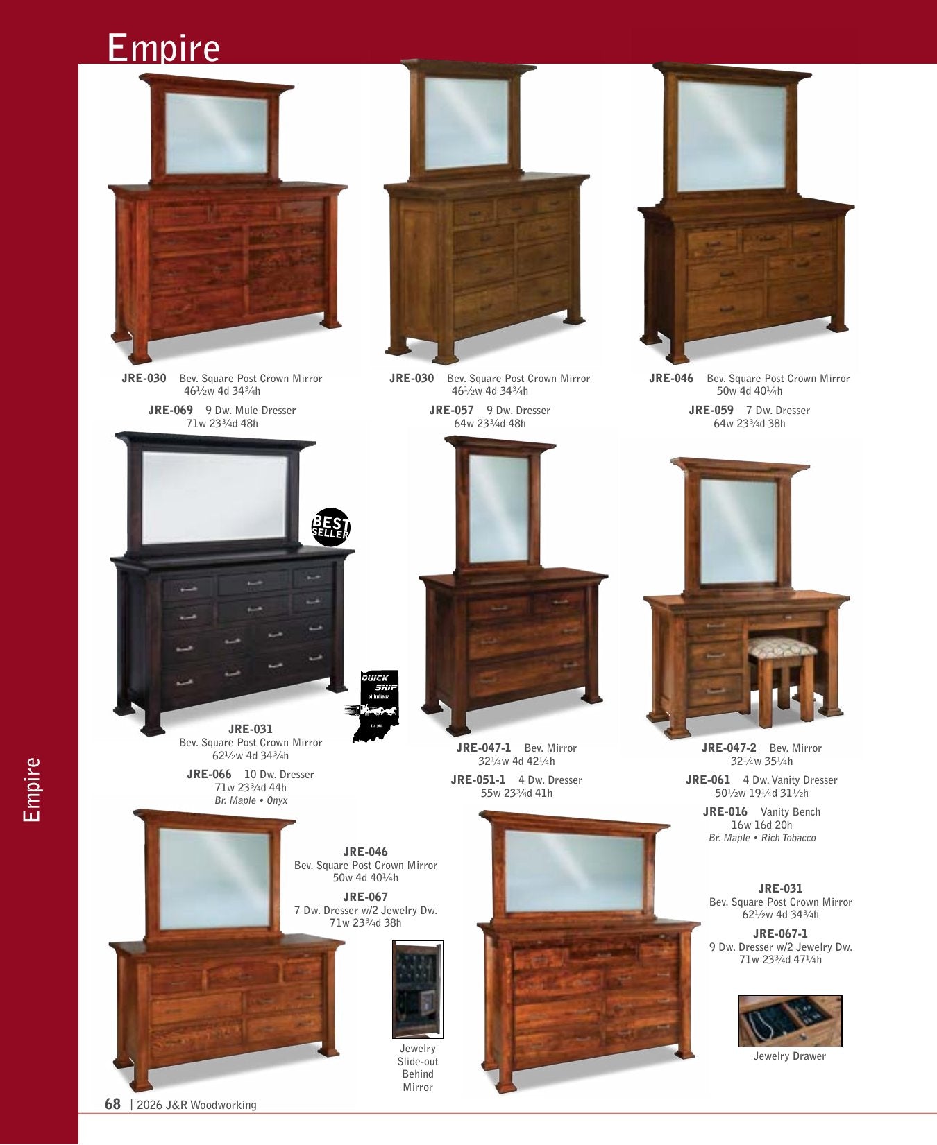 Empire Chifferobe; 4 drawer, 3 door – 58½"W