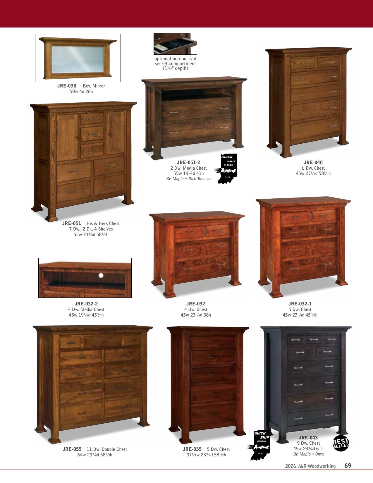 Empire Armoire; 2 drawer, 2 door – 48½"W