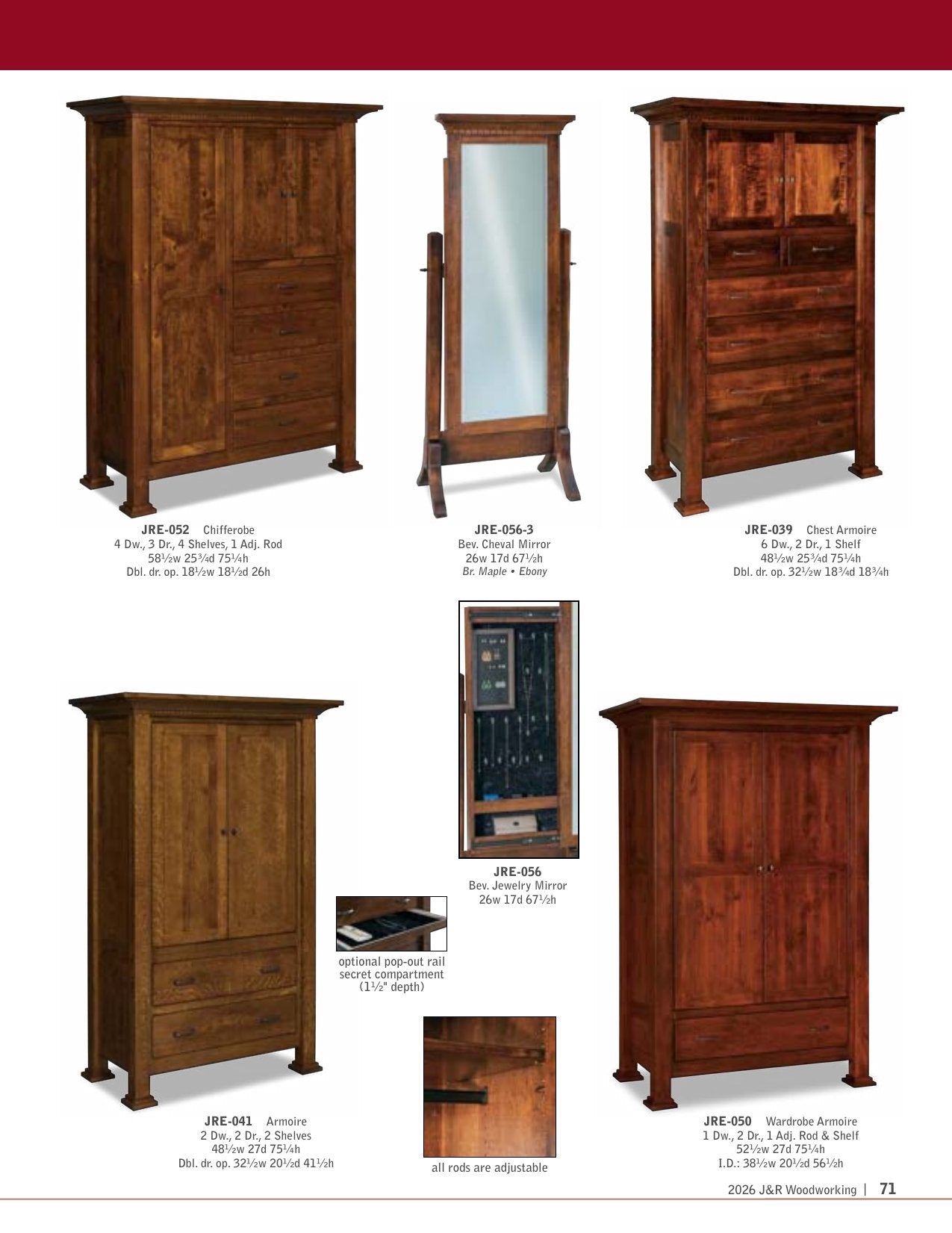 Empire Sliding Door Chifferobe; 5 dw, 2 dr   Quick Ship – 52½"W