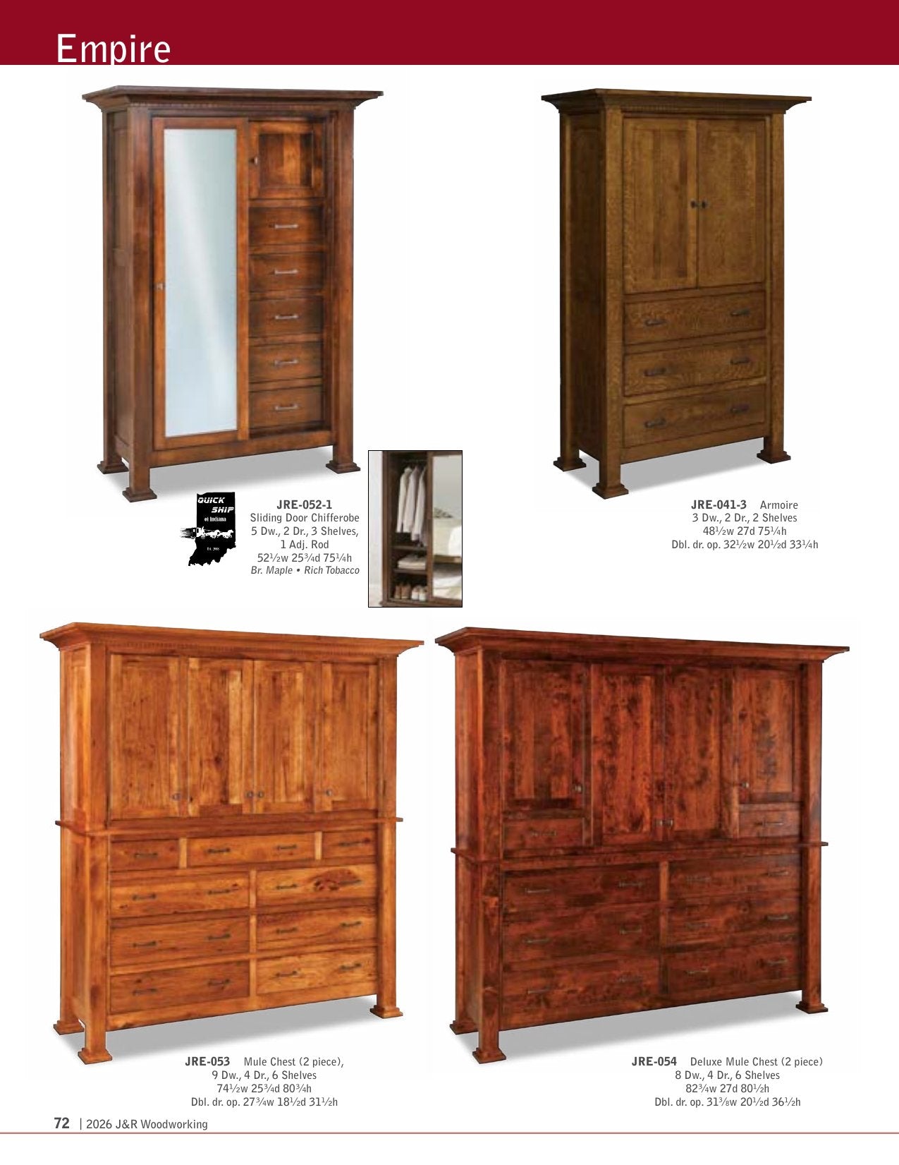 Empire Chifferobe; 4 drawer, 3 door – 58½"W
