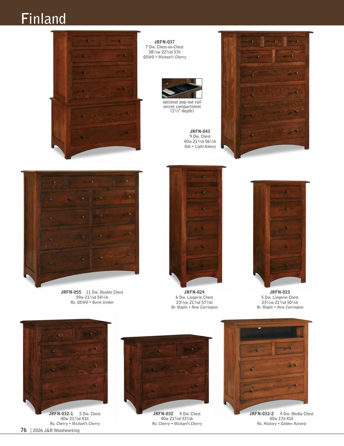 Finland 1 Drawer, 2 Door Nightstand – 25"W x 29"H