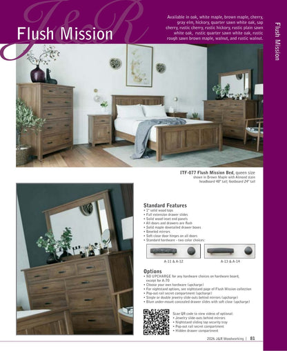 Flush Mission Armoire; 2 drawer, 2 door – 40"W