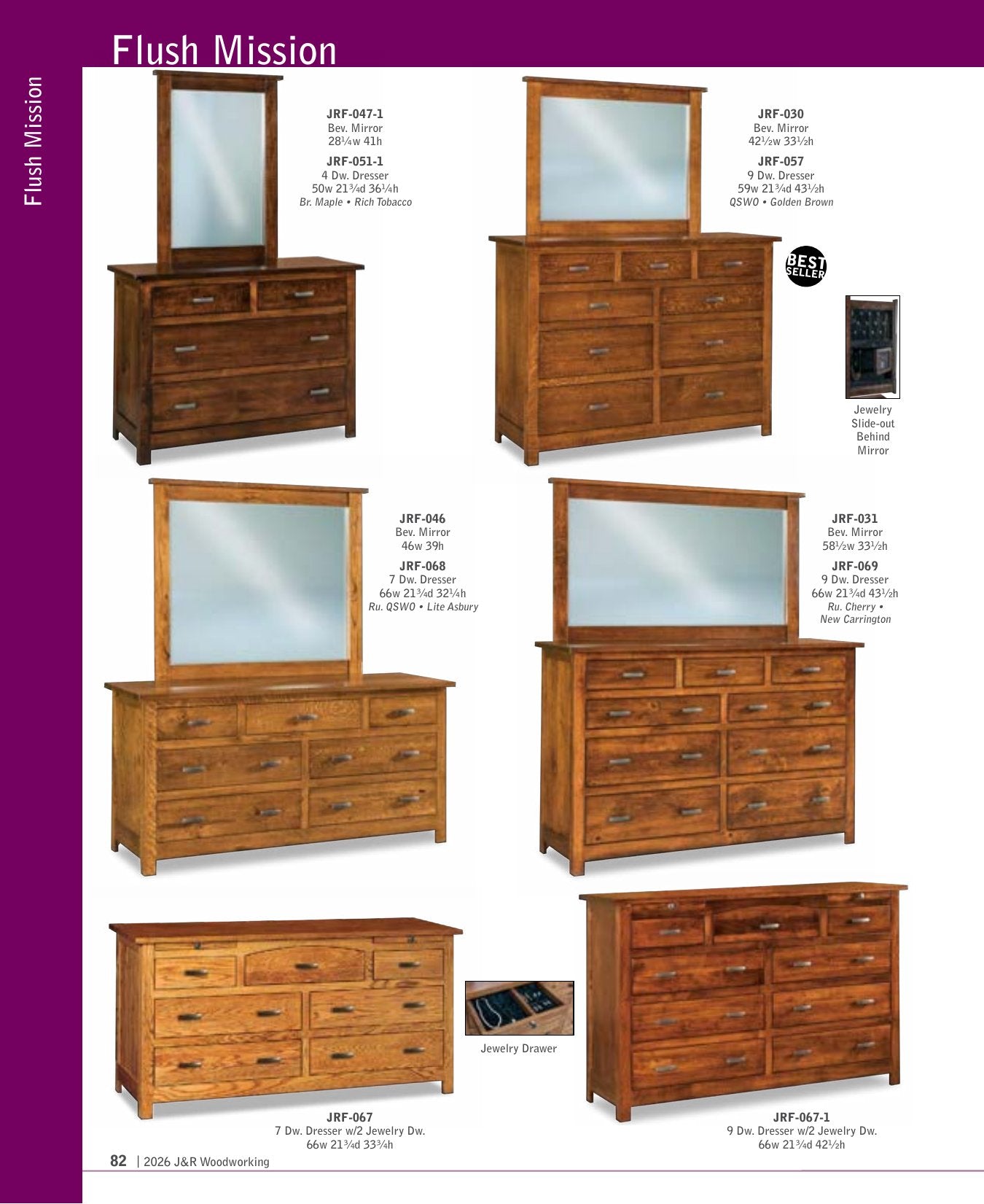 Flush Mission Chifferobe; 4 drawer, 3 door – 50"W