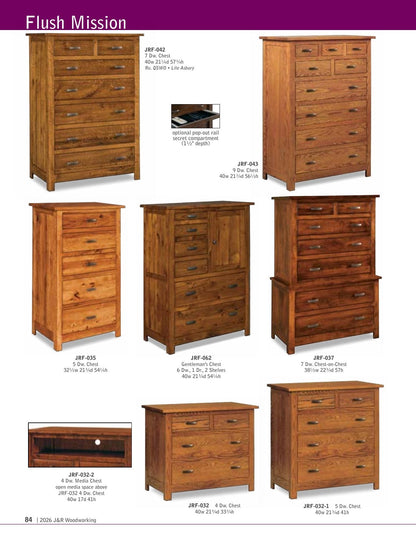 Flush Mission Wardrobe Armoire; 1 drawer, 2 door – 44"W