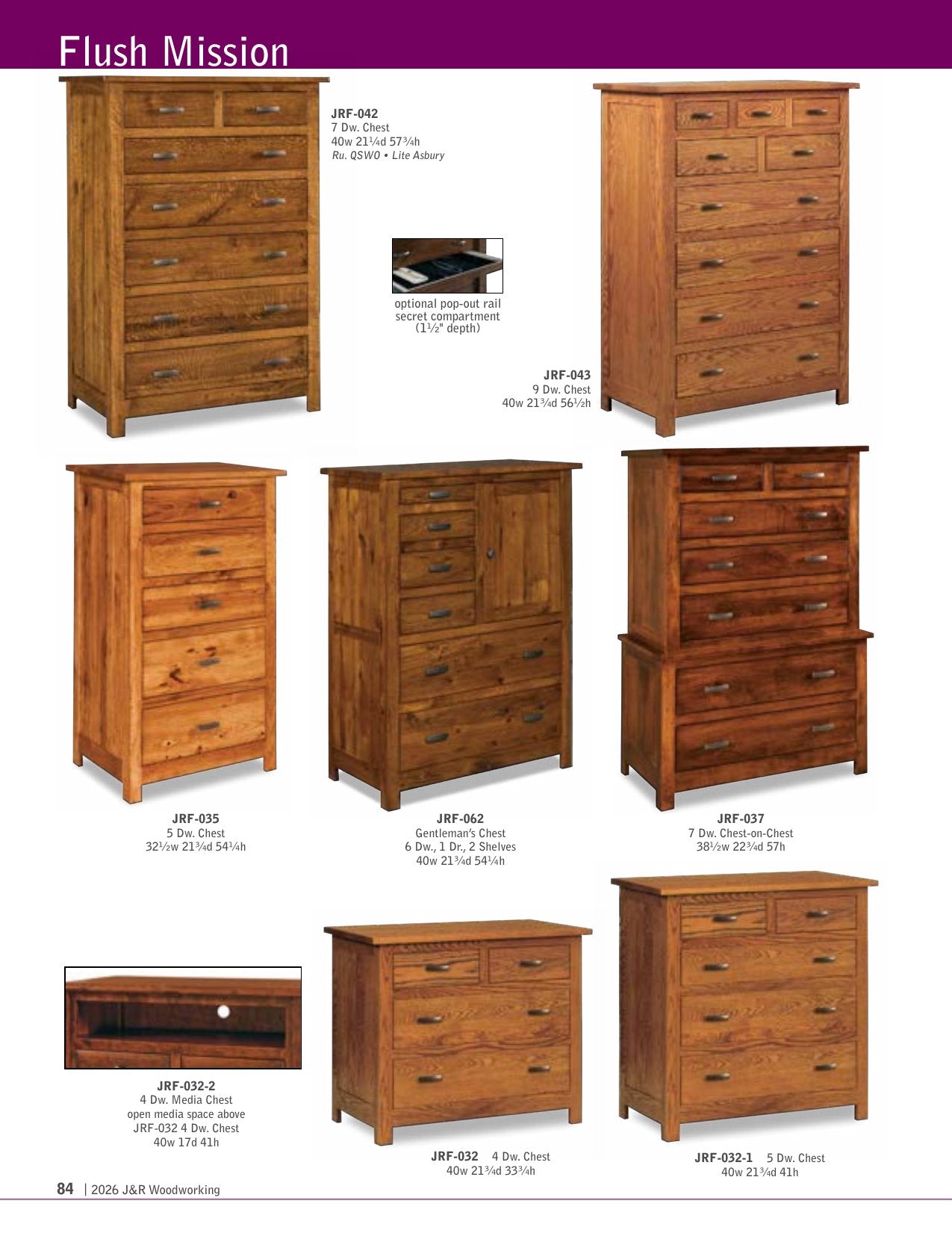 Flush Mission Armoire; 2 drawer, 2 door – 40"W