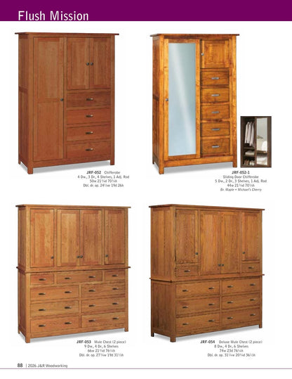 Flush Mission Wardrobe Armoire; 1 drawer, 2 door – 44"W