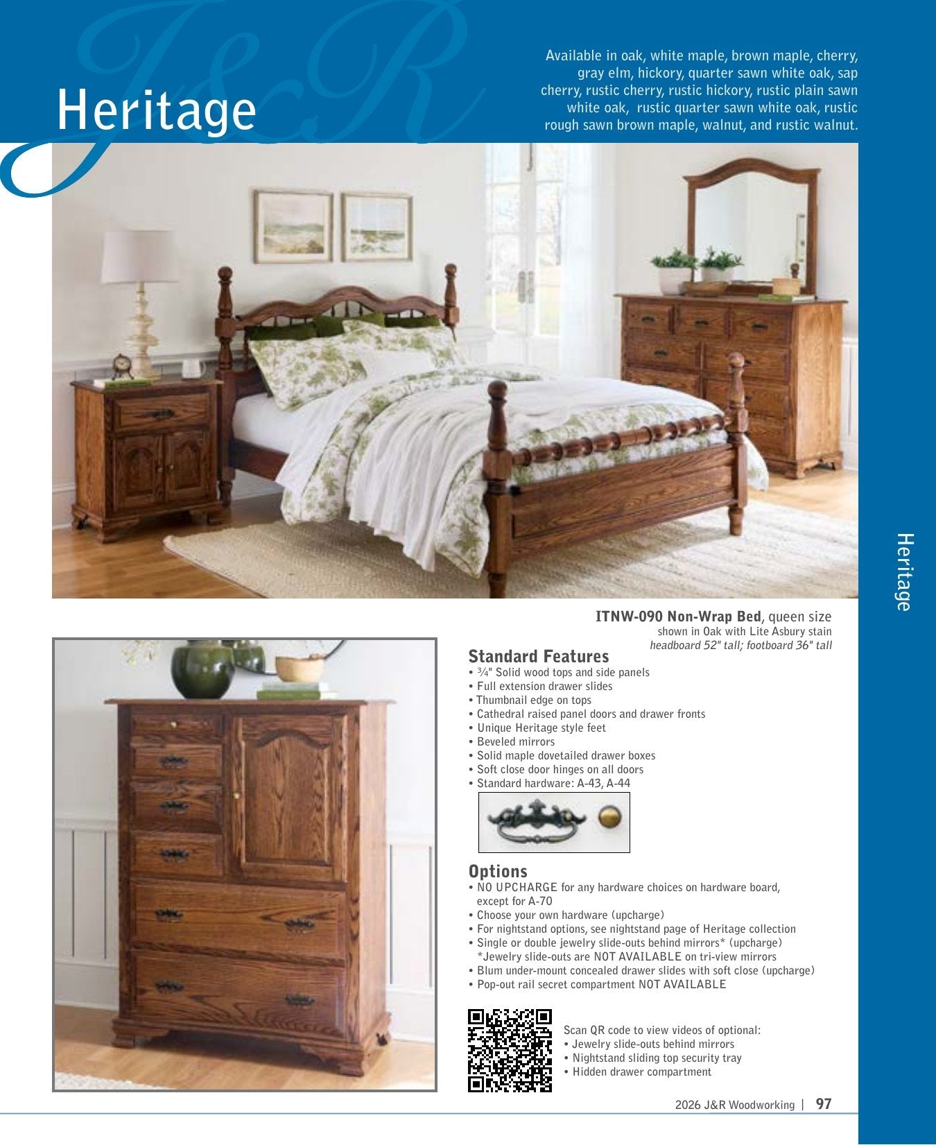 Heritage Armoire; 2 drawers, 2 doors – 41"W