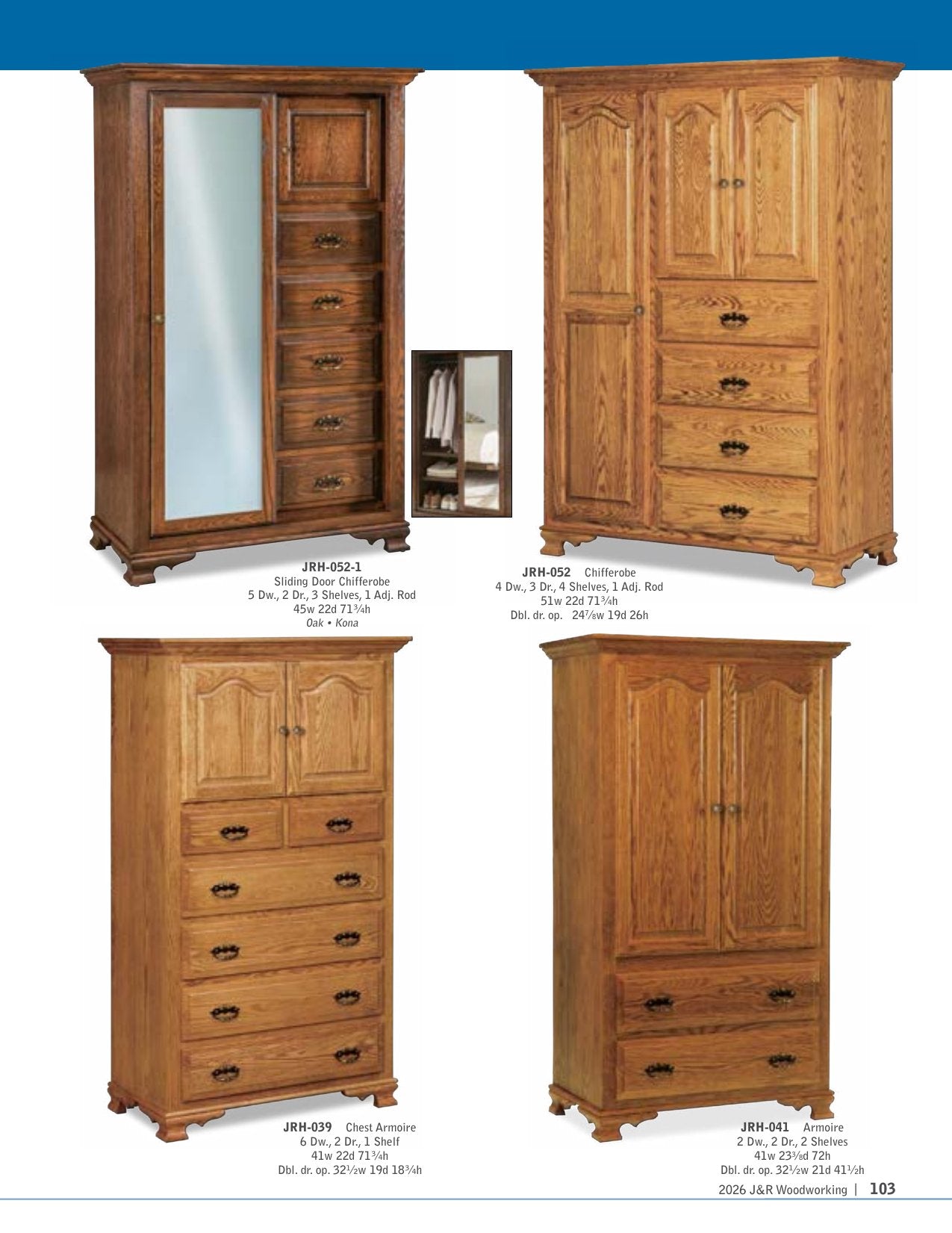 Heritage Chifferobe; 4 drawer, 3 door – 45"W