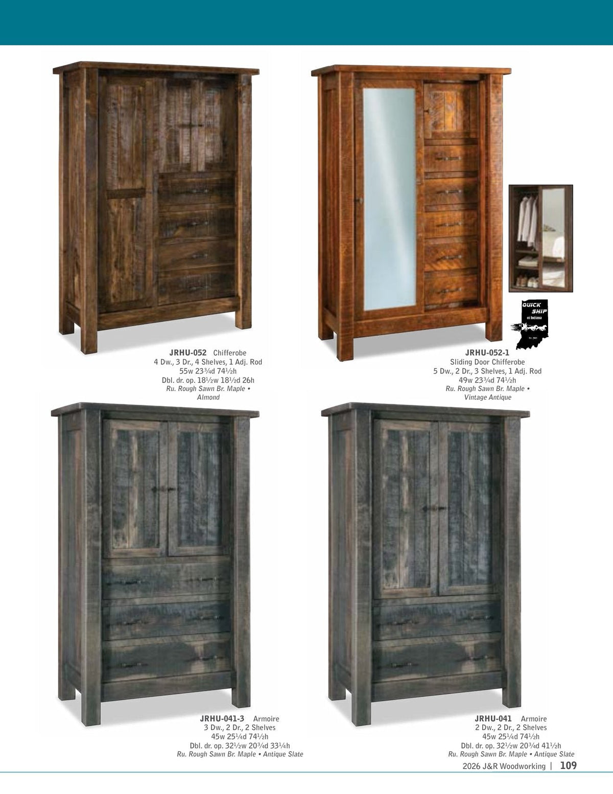 Houston 4 Drawer Dresser with Beveled Mirror – 55"W