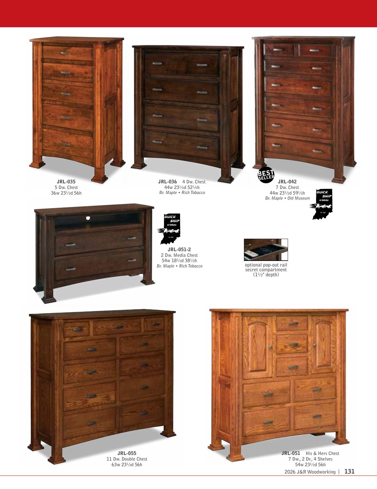 Lexington Armoire; 2 drawer, 2 door – 46"W