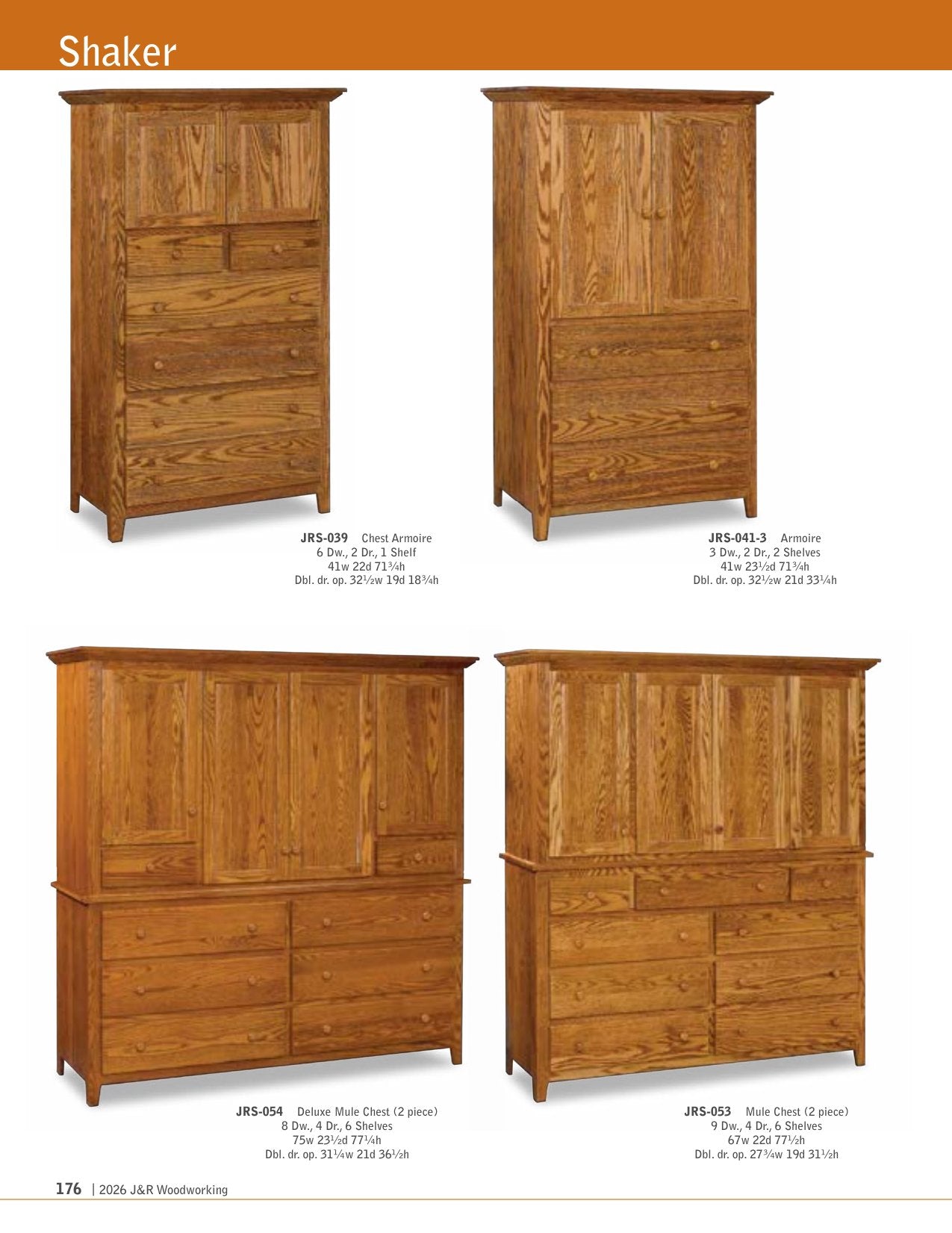 Shaker Armoire; 6 drawers, 2 doors – 41"W